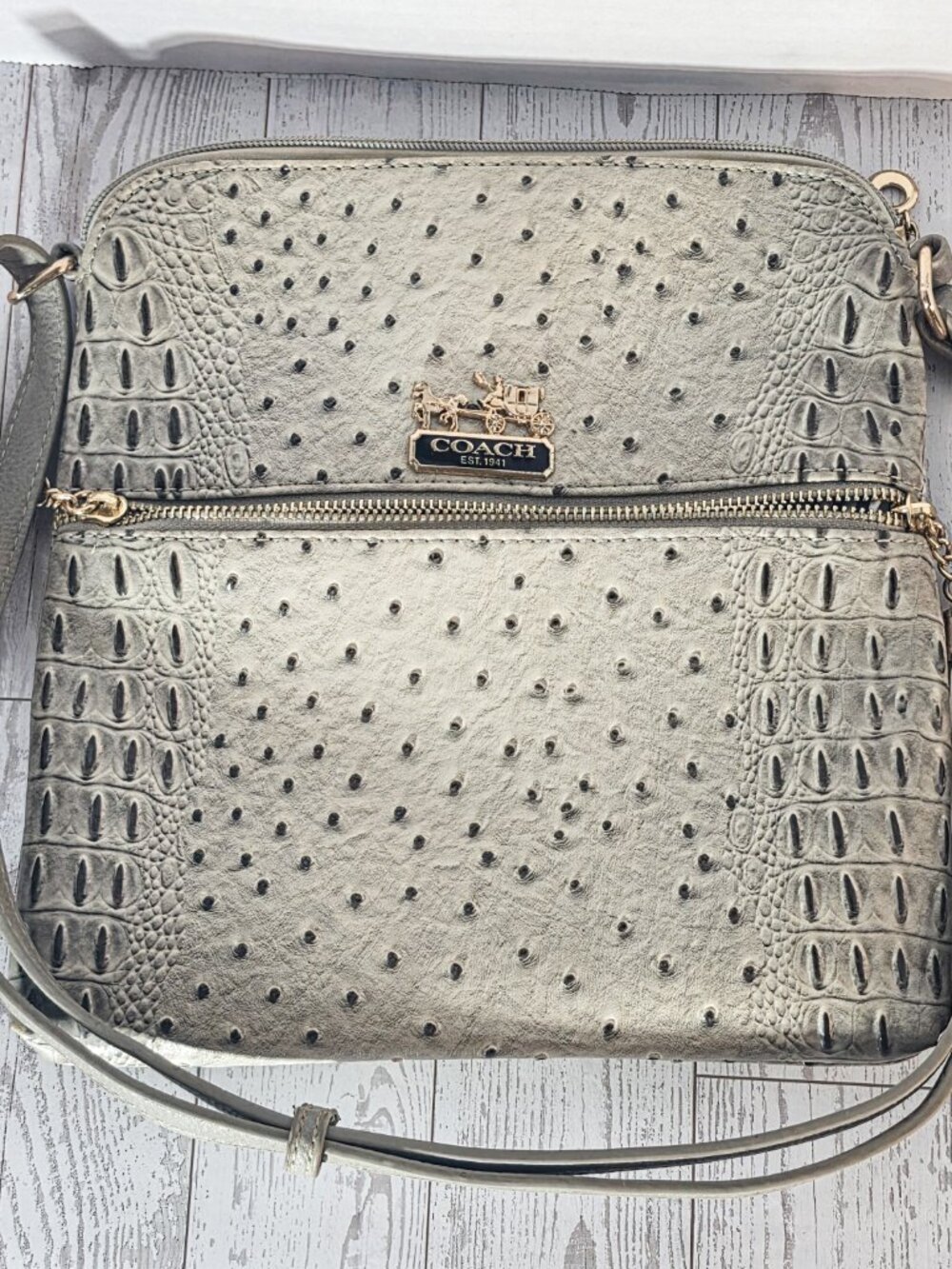 Faux Alligator Print Crossover Womens Handbag Purse